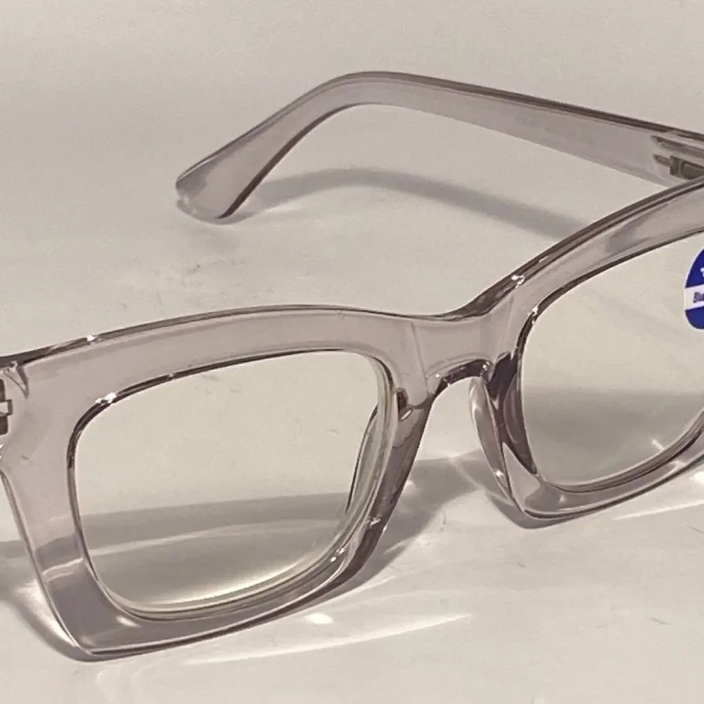 1334 Gretchen Reading Glasses 4.0 Square Clear Grey Frames NWT